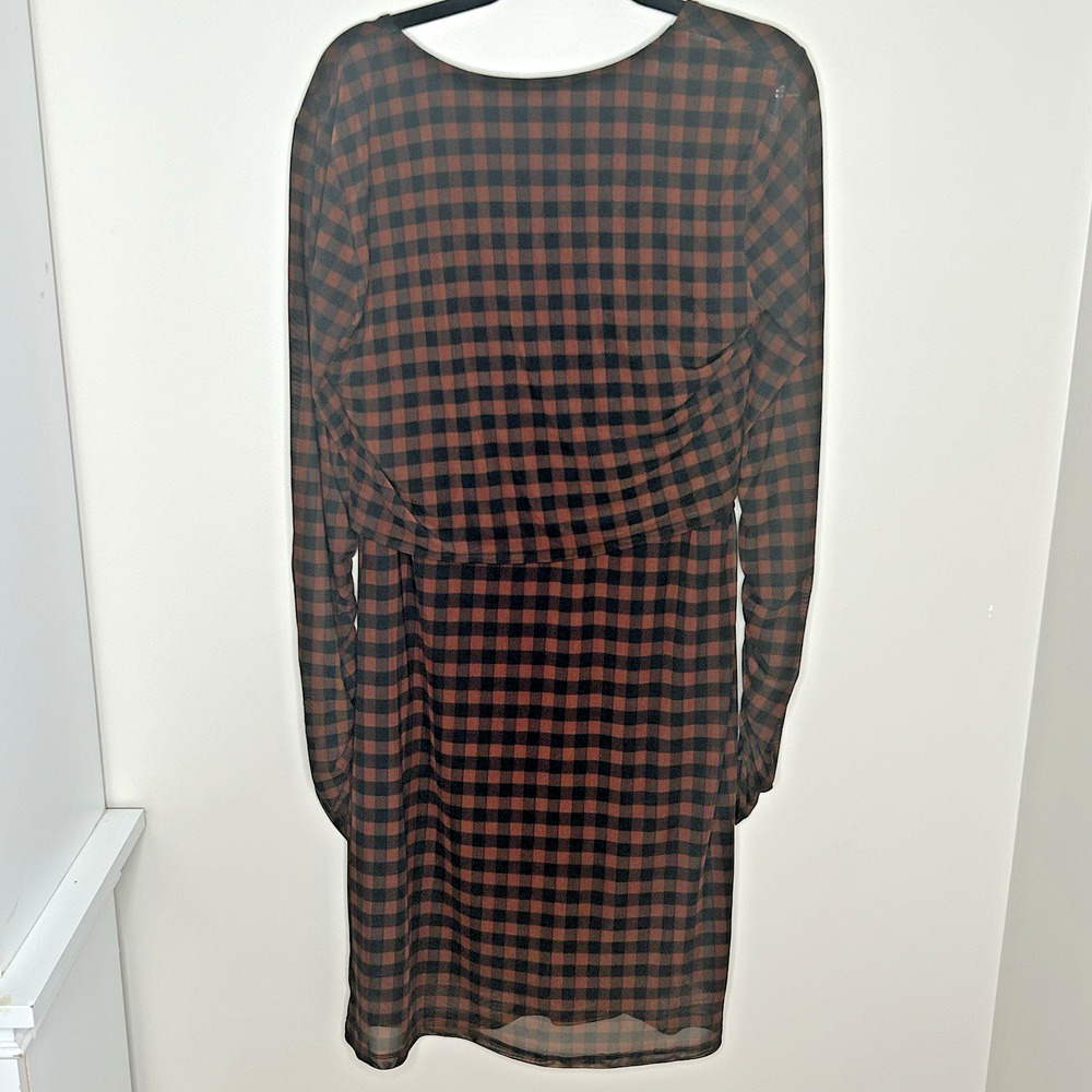 House Of Harlow Midi Skirt Blouse Outfit L Black Check Stretch Shirred 2 Piece - Picture 2 of 15
